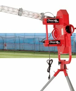 Heater Sports Deuce 95 Real Ball Pitching Machine With Ball Feeder And 48' Xtender Cage