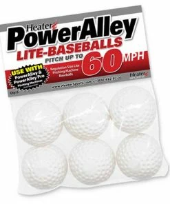 Heater Sports PowerAlley 60 MPH White Lite Baseballs - Package Of 6 - OUT OF STOCK DUE MARCH 15