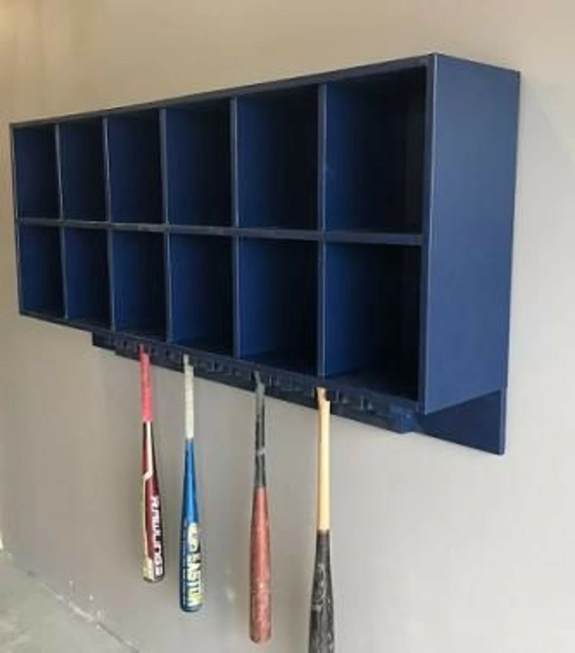 PYT Sports Helmet And Bat Rack Combo - Twelve Helmets And Fifteen Bats