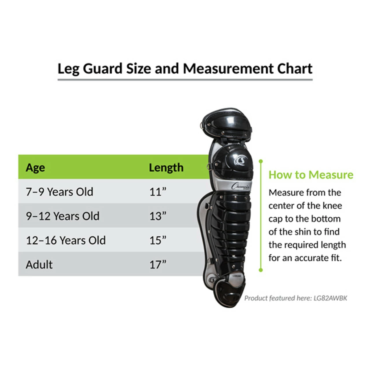 Champion Sports Single Knee Baseball Leg Guard - Image 2