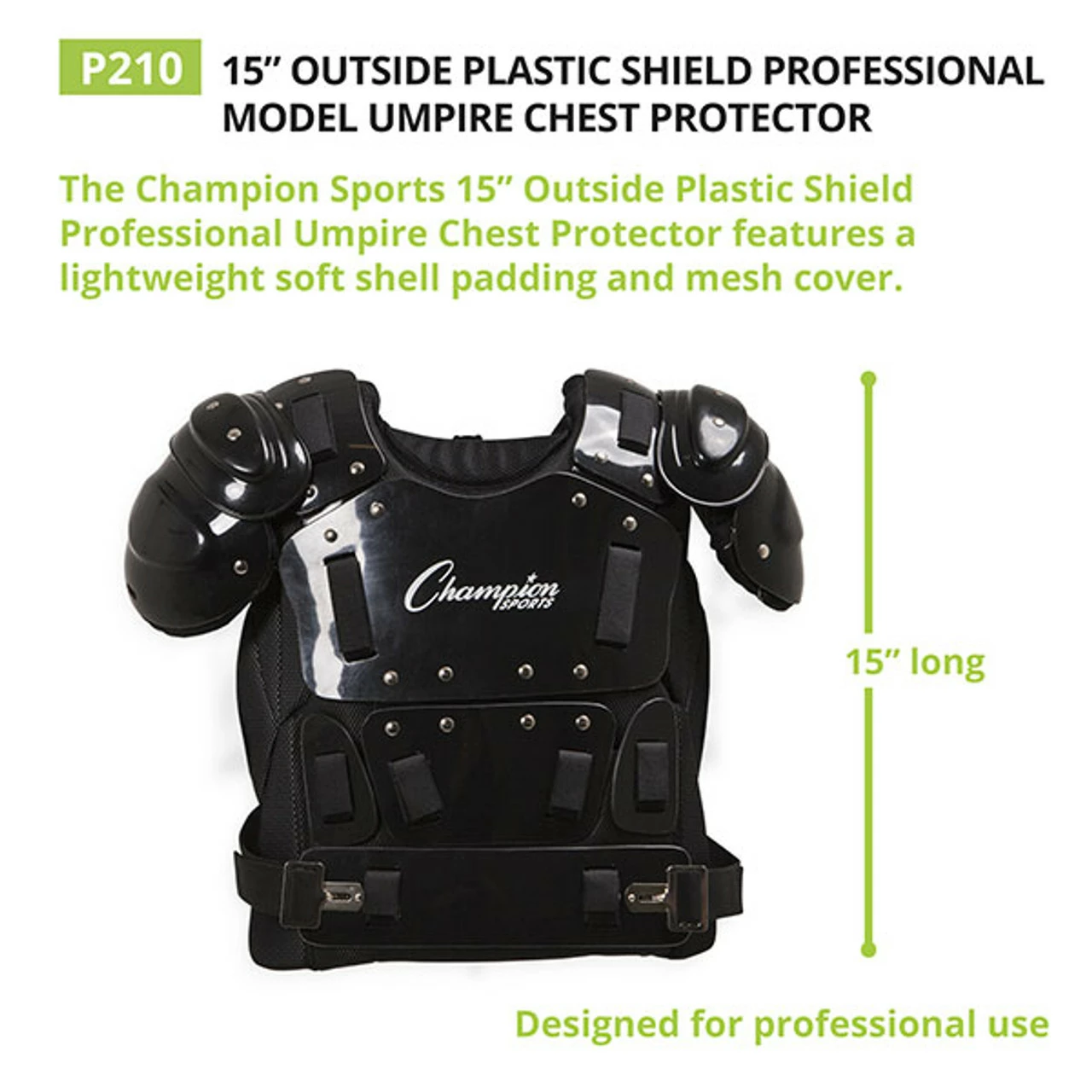 Champion Sports Outside Plastic Shield Pro Chest Protector - 15 Inches - Image 3